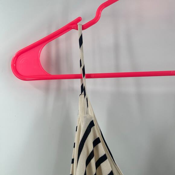 H&M Dress SZ Extra Large NWT Diagonal Stripe Midi Stretch Recycled V-Neck Black - Picture 9 of 16